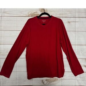 Cuddl Duds Womens Red V-Neck Long Sleeve Top Shirt Size L cozy wear